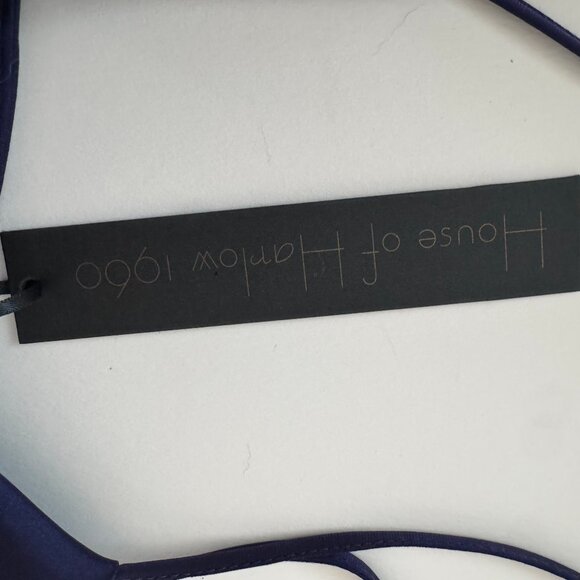 House of Harlow- NWT Cowl Neck Blue Satin Bodysuit- sz. M - Picture 3 of 9